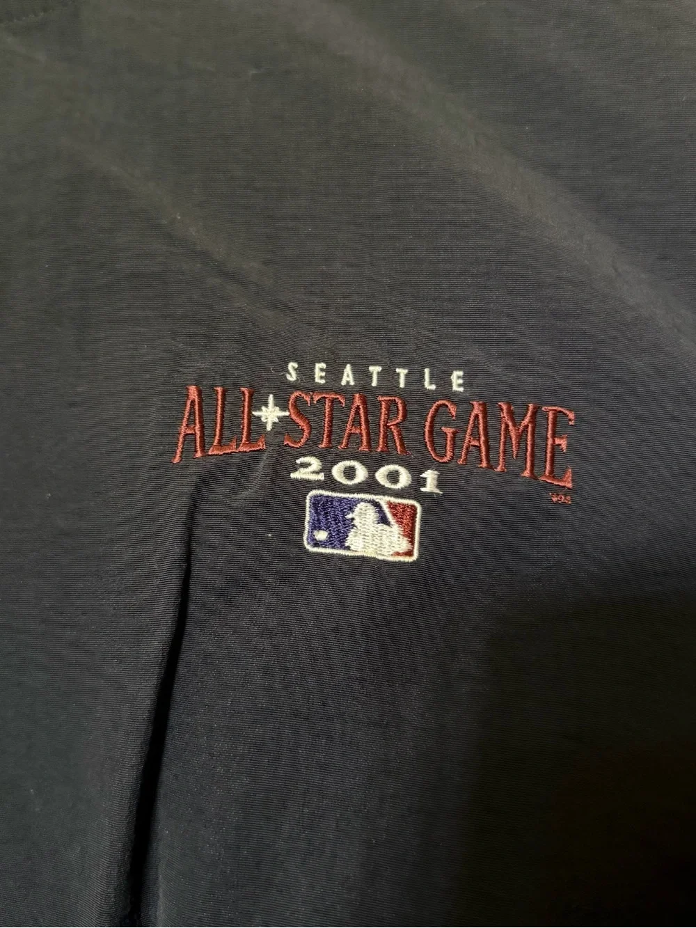 VINTAGE 2001 MLB ALL STAR GAME V NECK PULLOVER WINDBREAKER JACKET